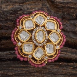 Kushal's Fashion Jewellery Ruby Victorian-Plated Ethnic Kundan Finger Ring-picture-8