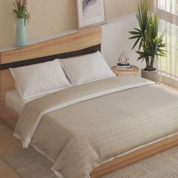 Home Centre Ecliptic Saga Waffle White & Brown Cotton 120 GSM Double Bed Quilt-image-29