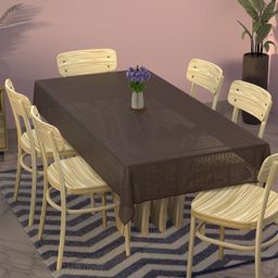 Aura Brown Anti-Skid Cotton 6-Seater Table Cover with Textured details-48