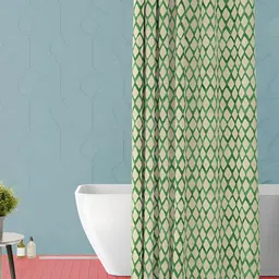 ArtzFolio Green and Beige Printed Waterproof Shower Curtain-image-1