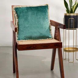 Living scapes by Pantaloons Teal And Beige Square Cushion Cover-26