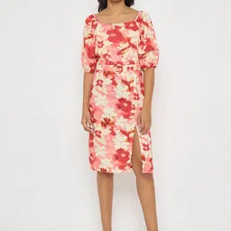 Madame Women Floral Printed Sheath Dress-image-66