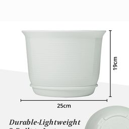 Kuber Industries 3-Pcs White & Grey Durable Planter with Plate image 3