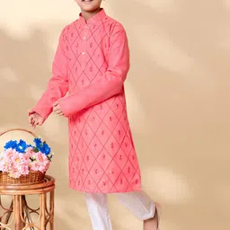 AHLAN APPARELS Boys Embroidered Regular Thread Work Kurta with Pyjamas image 3