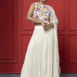 GloballyRonakRBafna Beads and Stones Ready To Wear Organza Lehenga & Blouse With Dupatta-picture-28