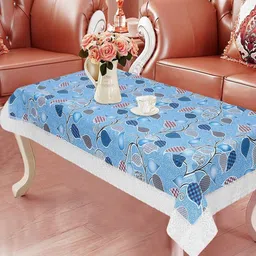 LooMantha Blue Floral Waterproof Plastic 4-Seater Table Cover-image-43