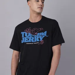 Free Authority Men Tom & Jerry Graphic Printed Round Neck Cotton Oversized T-shirt-picture-18