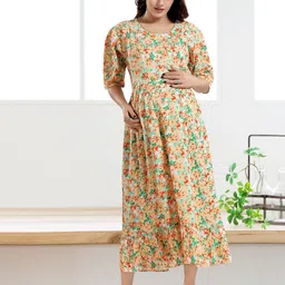 MomsBae Maternity Printed A-line Dress-image-38