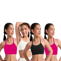 BRAAFEE Pack of 4 Girls Non Padded Thin Strap Bra-image-61
