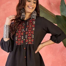 Sangria Women Embroidered Puff Sleeve A-Line Top-picture-35