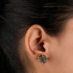 TOTAPARI Gold-Plated Contemporary Labradorite Studs-25
