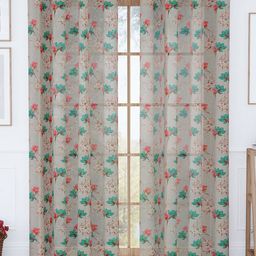 Story@home Grey & Blue Set of 2 Floral Sheer Long Door Curtain-picture-49