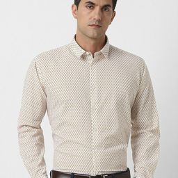 V Dot Slim Fit Micro Ditsy Printed Spread Collar Cotton Shirt-image-49