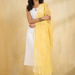 Fabindia Floral Embroidered Chikankari Cotton Silk Dupatta-picture-56