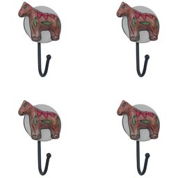 IndianShelf White & Brown 4 Pieces Ceramic Horse Wall Mounted Hooks Door Hanger-image-43