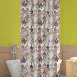 ArtzFolio Pink & Green Abstract Printed Waterproof Shower Curtain-16