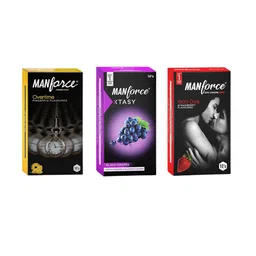 Manforce Set Of 3 Pineapple, Black Grapes & Strawberry Flavoured Condoms-10 Pcs Each-5