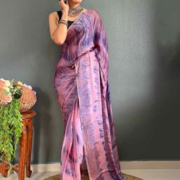 HERE&NOW Tie and Dye Poly Georgette Saree-13