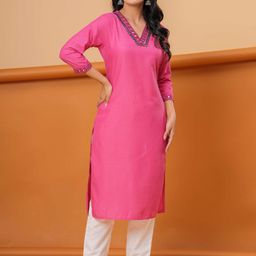 HEARTLOOM Women Solid Daily Straight Kurta-image-76