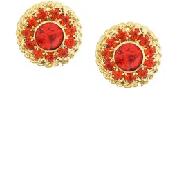 FirstBlush Gold-Plated Cubic Zirconia Stones Studded Circular Shaped Clip On Studs-17
