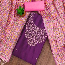 Panzora Floral Embroidered Unstitched Dress Material-picture-1