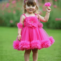 PINK LEAF Floral Balloon Dress-image-93