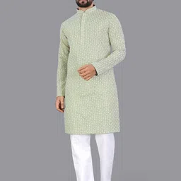 Leipzig Fashion Men Solid Cotton Straight Kurtas-picture-49