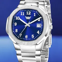 Abrexo Men Dial & Stainless Steel Bracelet Style Straps Analogue Watch Abx800-Blue Silver Date Working-image-39