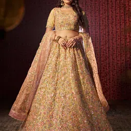 ODETTE Embroidered Beads and Stones Semi-Stitched Net Semi-Stitched Lehenga Choli-picture-10