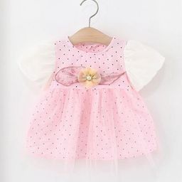 LULU & SKY Girls Polka Dots Printed Round Neck Fit & Flare Dress-image-28