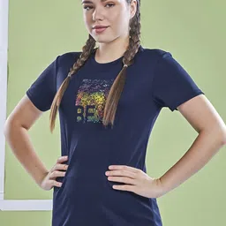 Technosport Women Printed Anti Static Slim Fit T-shirt-image-91