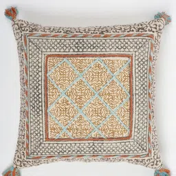 Art Avenue White & Grey Ethnic Motifs Square Cushion Covers-image-78