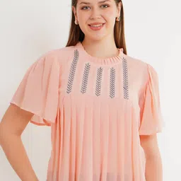 me Queen Women Self design Embroidered Flared Sleeve Top-image-45