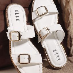 ELLE Women Open Toe Flats with Buckles-image-86