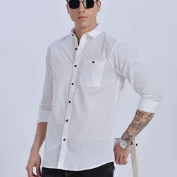 ODCC Men Solid Spread Collar Casual Shirt-picture-23