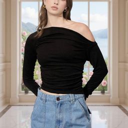 Istyle Can Women One-Shoulder Fitted Crop Top-picture-32