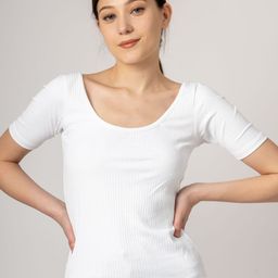 Redamancii Women Vertical Striped Scoop Neck Polycotton Top-image-97
