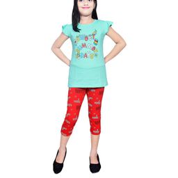 Colourspop Girls Sea Green Pure Cotton Clothing Set-49