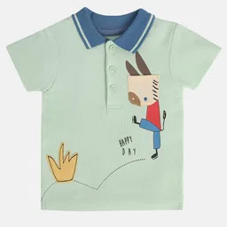 MINI KLUB Boys Typography Printed Polo Collar Applique T-shirt-31