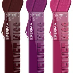 PERPAA Set Of 3 Velvet Kiss Waterproof Matte Liquid Lipstick- 3.5 ml- Shade- 02-03-08-26