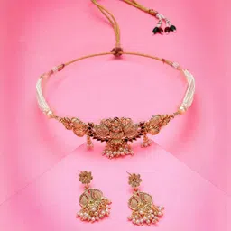 Sukkhi Gold-Plated American Diamond-Studded & Beaded Jewellery Set-picture-19