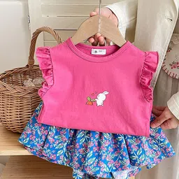 YK Girls Printed Top With Skirt-picture-1