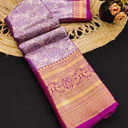 Mitera Woven Design Zari Pure Silk Kanjeevaram Saree-image-55