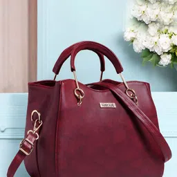 WOMEN MARKS Women Solid Structured Handheld Bag-26