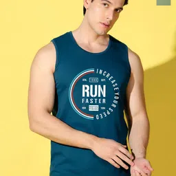 WOOSTRO Pack Of 2 Printed Combed Cotton Gym Vests VWS26(RUN PEACOCK)(BKLN LGTGREEN)-14