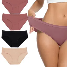 EMBATA Pack of 4 Women Mid-Rise Cotton Bikini Briefs-image-66
