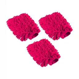 Aura 3-Pcs Pink 100 GSM Double Sided Car Washing Gloves-image-26