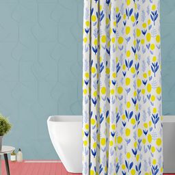 ArtzFolio White & Yellow Floral Printed Waterproof Shower Curtain-image-94