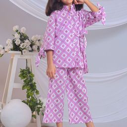 misbis Girls Floral Printed Regular Gotta Patti Pure Cotton Kurti with Palazzos-picture-15