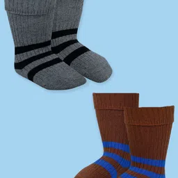 Baby Moo Infant Cotton Boy Pack Of 2 Striped Ankle-Length Socks-70